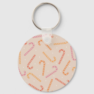 Sweet candy cane pattern keychain