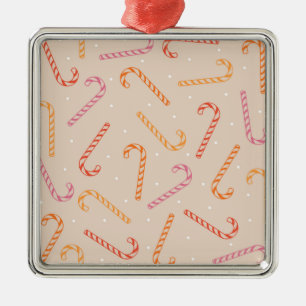 Sweet candy cane pattern metal ornament