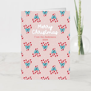 Sweet Candy Canes and Bows Christmas Foil Holiday Card