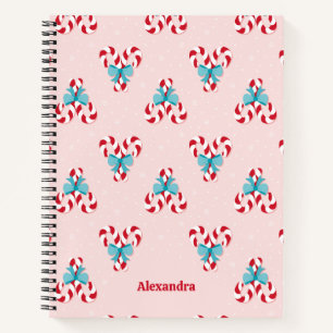 Sweet Candy Canes and Bows Christmas Pattern Notebook