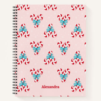 Sweet Candy Canes and Bows Christmas Pattern Notebook