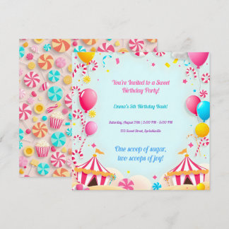 Sweet Candy Carnival Birthday Party Invitation
