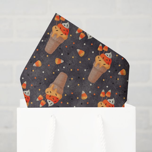 Sweet Candy Corn and Halloween Ice Cream Cones  Tissue Paper (Gift Bag)