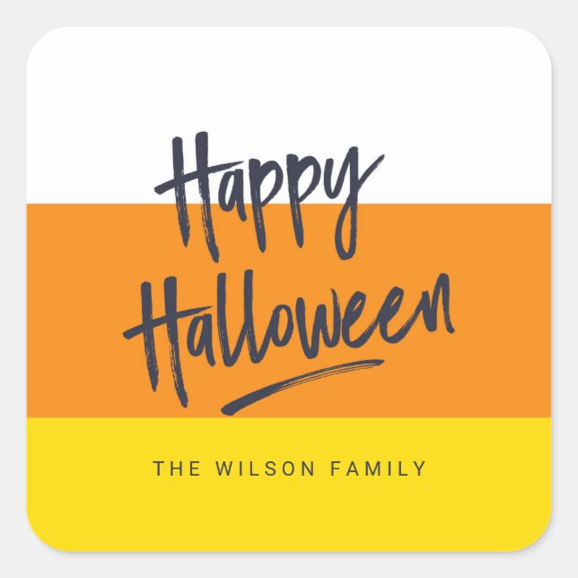 Sweet Candy Corn Happy Halloween Square Sticker (Front)