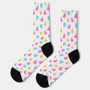 Sweet Candy Hearts Valentines Day Socks