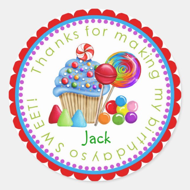 Sweet Candy Land Cupcake Lollipop Stickers (Front)