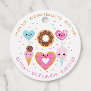 Sweet Candy Land Sprinkles Doughnut Baby Shower Favour Tags