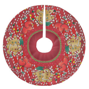 Sweet Candy Lane Gingerbread Christmas Couple Brushed Polyester Tree Skirt