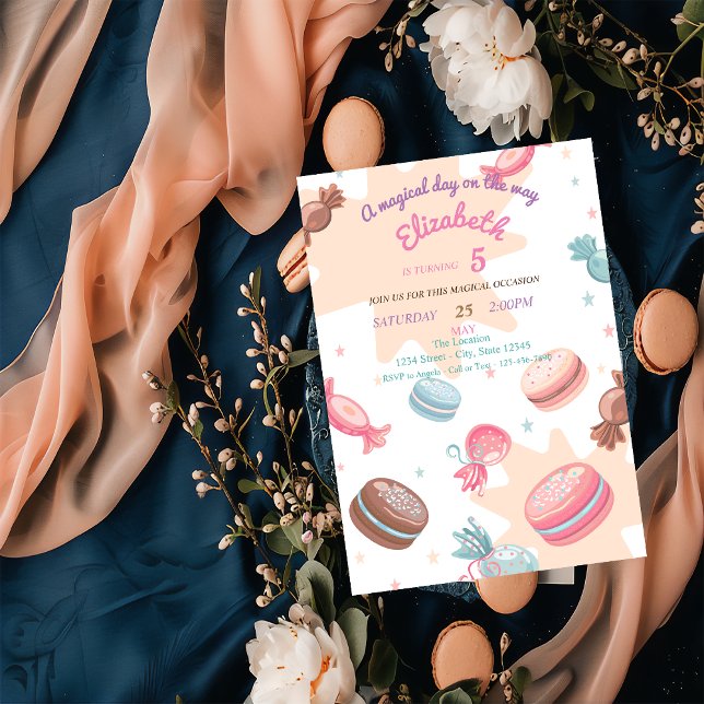 Sweet Candy Macarons Invitation Anniversaire (Créateur téléchargé)