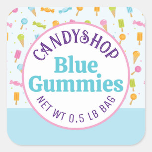 Sweet Candy Shop Ice Crème Bleu Sticker Étiquette