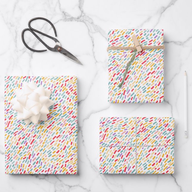 Sweet Candy Sprinkle Pattern Wrapping Paper Sheet (Front)