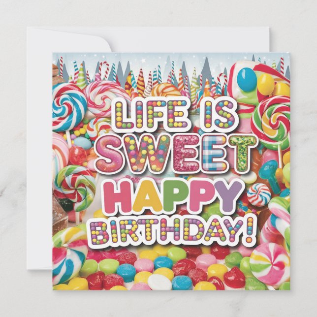Sweet Candyland Birthday Design – Fun & Colorful  Card (Front)