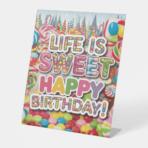 Sweet Candyland Birthday Design – Fun & Colorful  Pedestal Sign