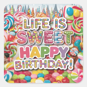 Sweet Candyland Birthday Design – Fun & Colorful  Square Sticker