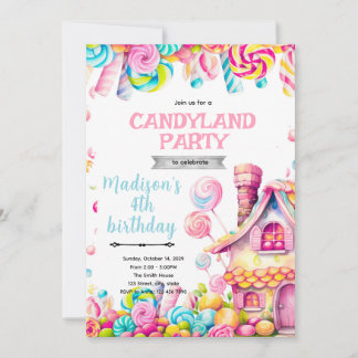 Sweet candyland birthday Party Invitation
