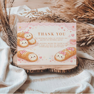 Sweet Cannoli Bakery Bow 1st Birthday Thank You Card