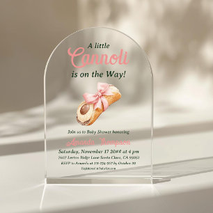 Sweet Cannoli Pink Bow Girl Italian Baby Shower Acrylic Invitations
