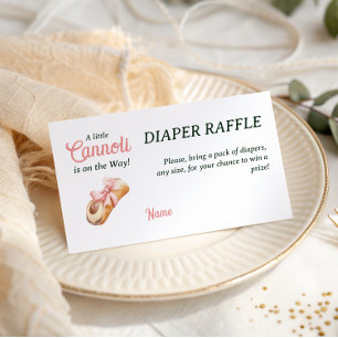 Sweet Cannoli Pink Bow Girl Italian Baby Shower Enclosure Card