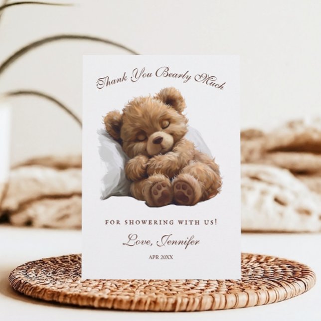 Sweet Caramel Rustic Bear Hug Thank You Card (Creator Uploaded)