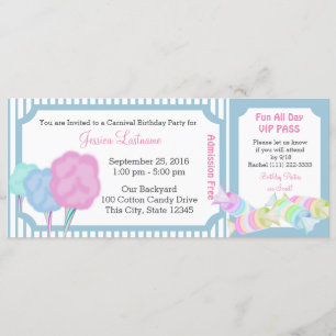 Sweet Carnival Birthday Ticket Invitation