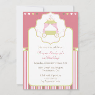 Sweet carriage princess party birthday invitation