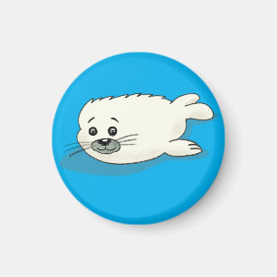 Sweet Cartoon Baby Harp Seal Magnet