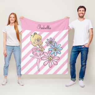 Sweet Cartoon Ballerina Girl Fleece Blanket
