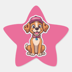 Sweet Cartoon Dog – Happy Puppy in Cap Sticker