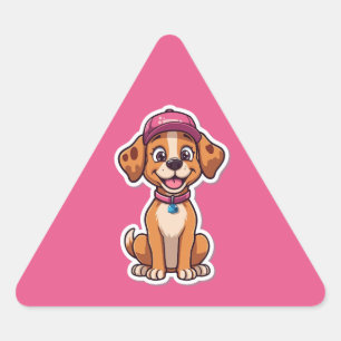 Sweet Cartoon Dog – Happy Puppy in Cap Sticker