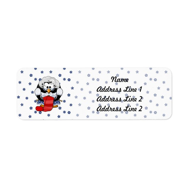 Sweet Cartoon Grandma Penguin with Flower Pattern (Front)