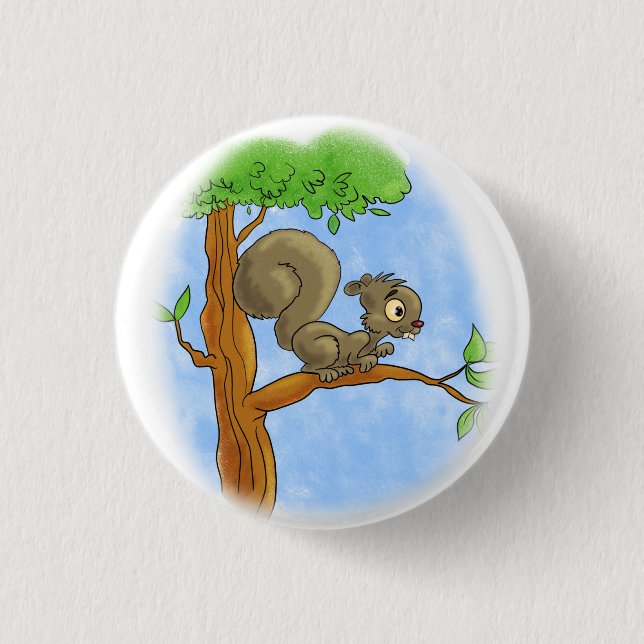 Sweet Cartoon Squirrel 1 Inch Round Button (Front)
