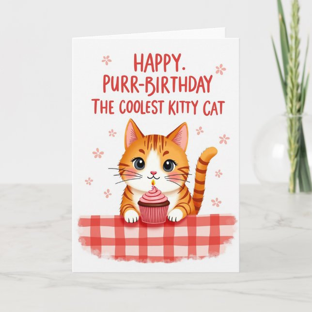 Sweet Cat Cupcake Card (Front)