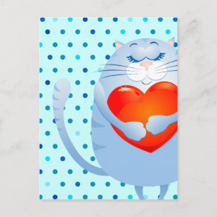 Sweet cat in love, postcard