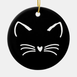 Sweet Cat Kitten Face Ceramic Ornament