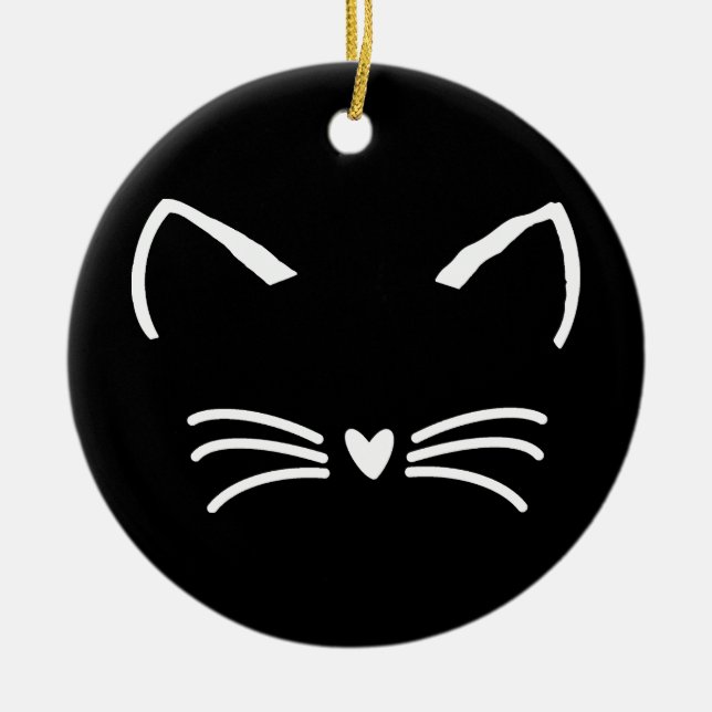Sweet Cat Kitten Face Ceramic Ornament (Front)