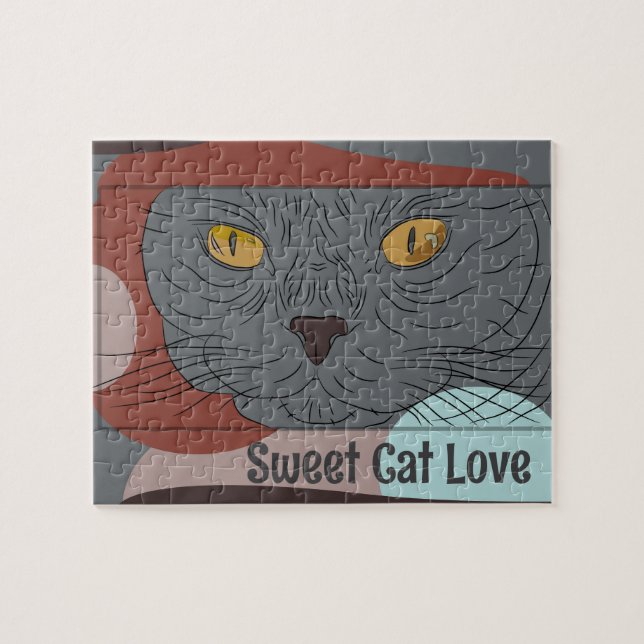 Sweet Cat Love print  jigsaw puzzle (Horizontal)