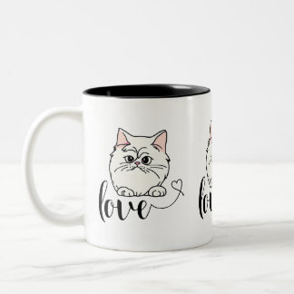 Sweet Cat love Valentine's Day gift Two-Tone Coffee Mug