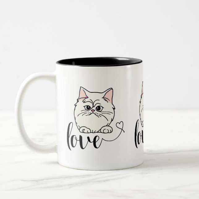 Sweet Cat love Valentine's Day gift Two-Tone Coffee Mug (Left)