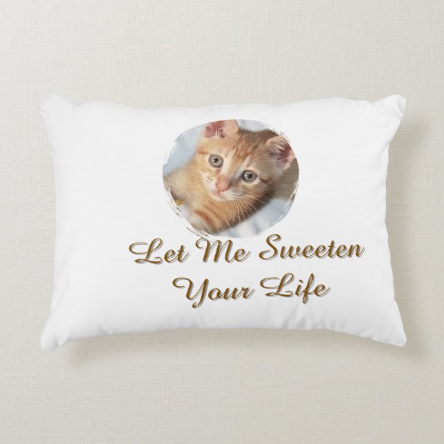 Sweet Cat Photo,  Text, Replaceable, Accent Pillow (Front)