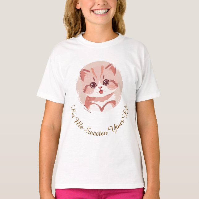 Sweet Cat Photo,  Text, Replaceable, Funny  T-Shirt (Front)