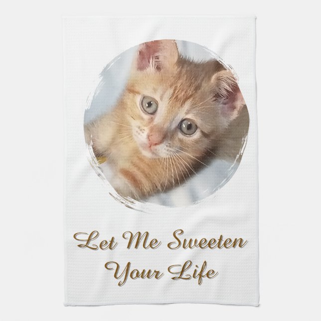 Sweet Cat Photo,  Text, Replaceable, Kitchen Towel (Vertical)