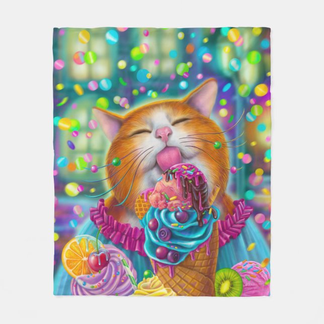 Sweet Cat Poster Fleece Blanket (Front)