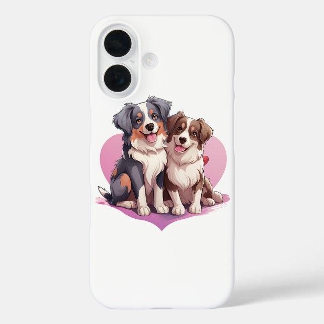 Sweet Cavalier Spaniel Couple in Heart Case-Mate iPhone Case (Back)