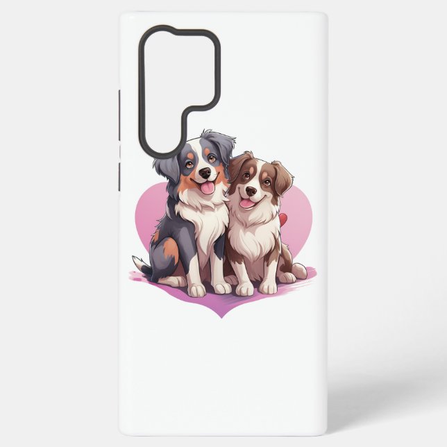 Sweet Cavalier Spaniel Couple in Heart Samsung Galaxy S22 Ultra Case (Back)