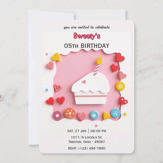 Sweet Celebration Birthday Invitation (Front)