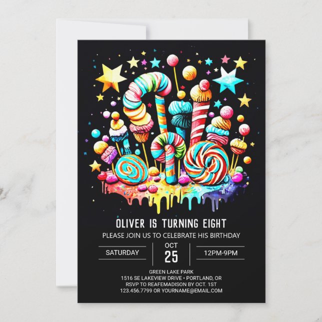 Sweet Celebration Candy Birthday Invitation (Front)