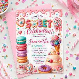 Sweet Celebration Candyland Girl birthday Invitation