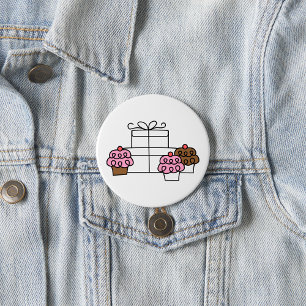 Sweet Celebration Cupcake and Gift Box 3 Inch Round Button