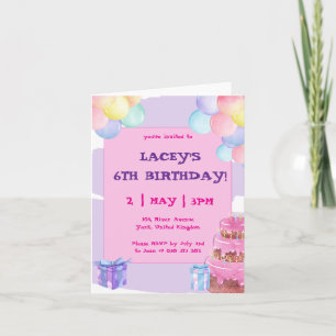 Sweet Celebration Folded Birthday Invitation