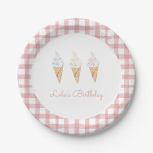 Sweet Celebration Ice Cream Pink Birthday Paper Plate